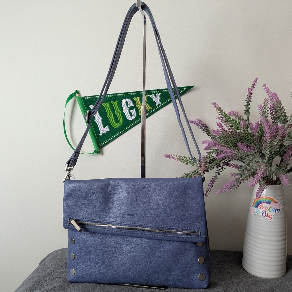 Hammitt Slate-Blue Leather Crossbody